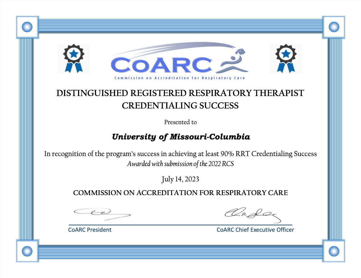 Respiratory Therapy Recognized For Credentialing Success College Of   200033 RRT SUCCESS AWARD CERTIFICATE For 2023 