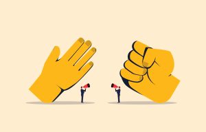 A graphic depicts two hand gestures