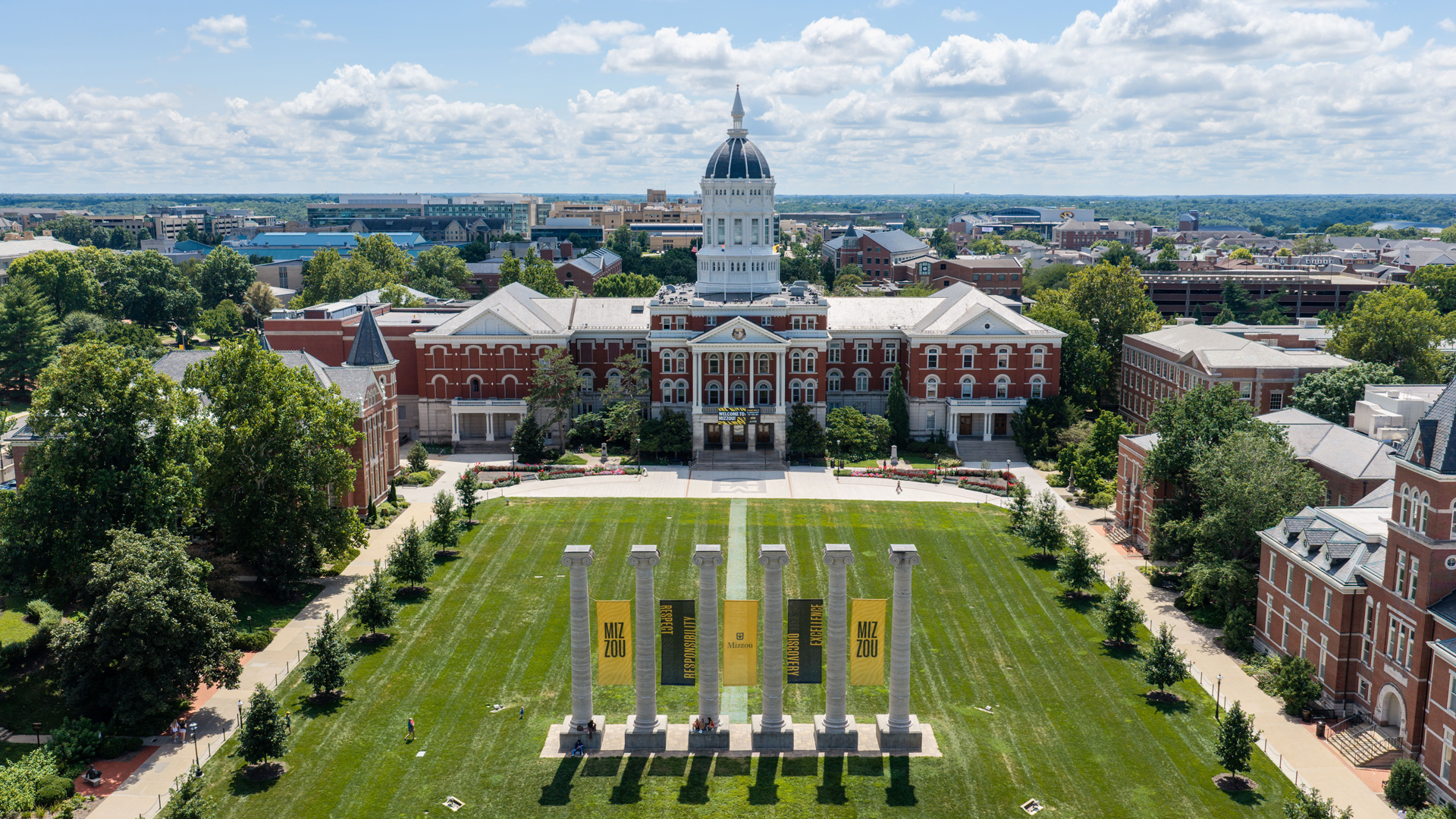 Columns on Francis Quadrangle and Jesse Hall